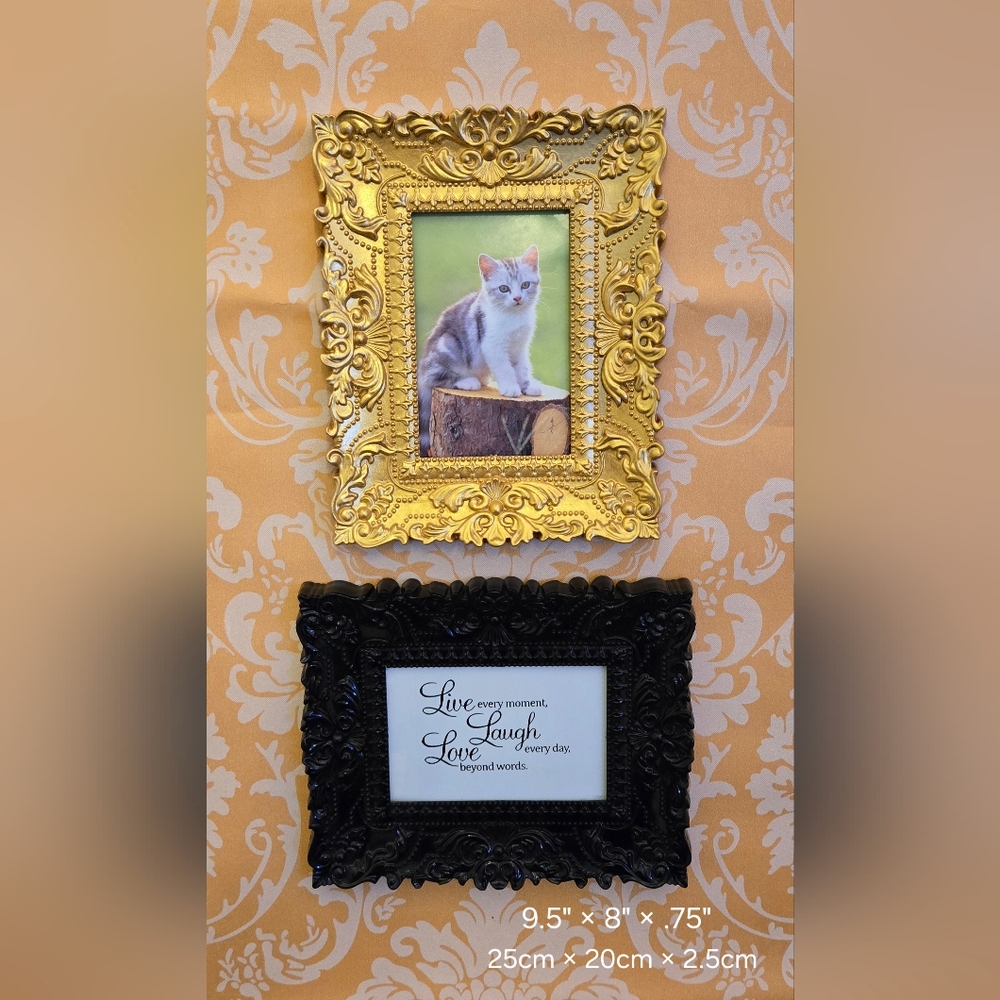 Gold and Black Picture Frame Set